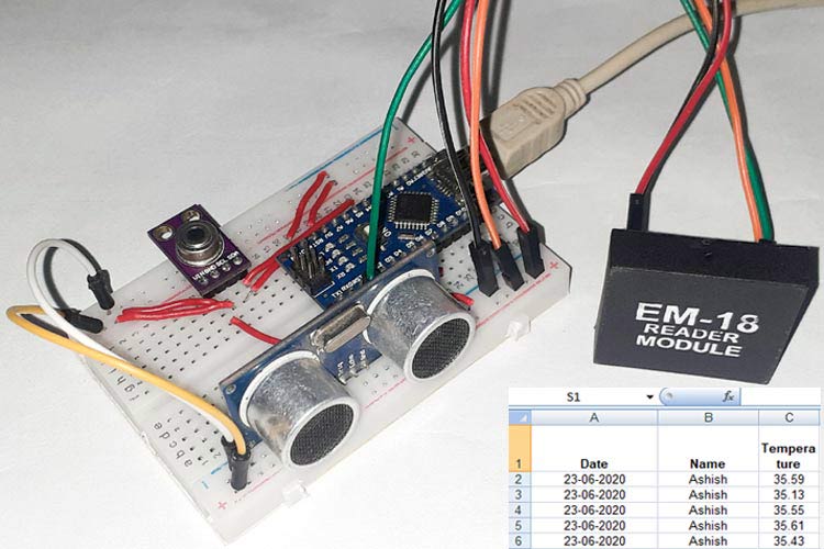 RFID based Contactless Body Temperature Screening using Arduino and  MLX90614 IR Temperature Sensor