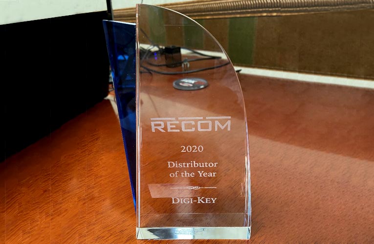 Digi-Key Electronics Recognized with the Distributor of the Year Award 2020