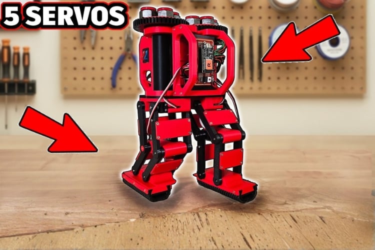 DIY Bipedal Robot Walks and Balances With Just Five Servos
