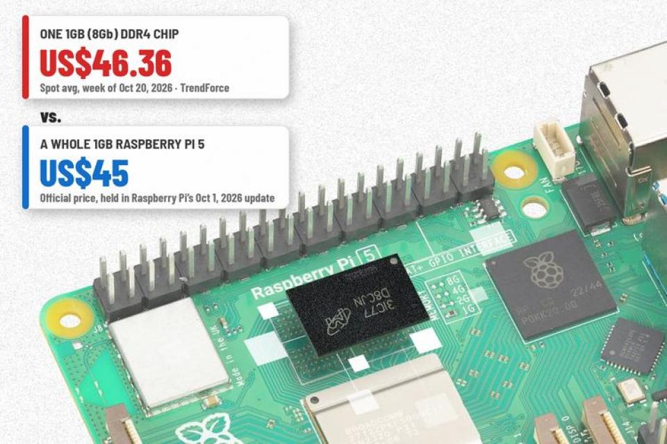 Raspberry Pi 5 Board With Memory Chip