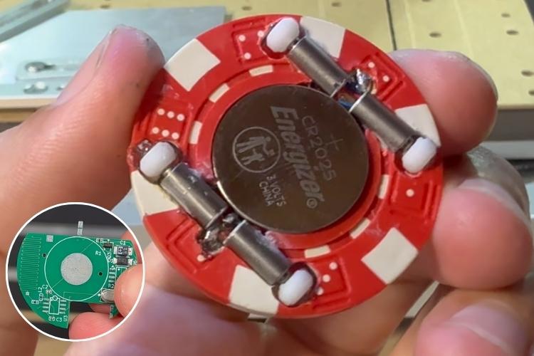 Miniature Robot Poker Chip On Roulette Table