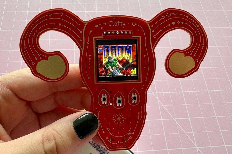 DOOM Gameplay on Clotty Uterus-Shaped RP2040 Board