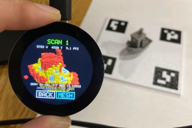 Handheld ESP32-S3 3D Scanner Device Capturing Object
