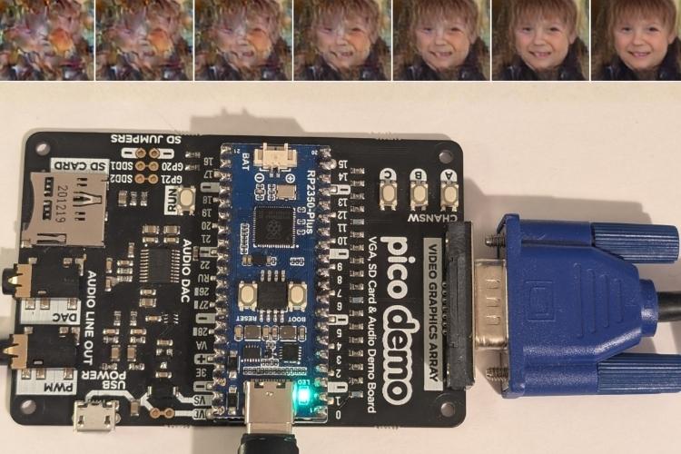 RP2350 Microcontroller Generating Human Face AI Image
