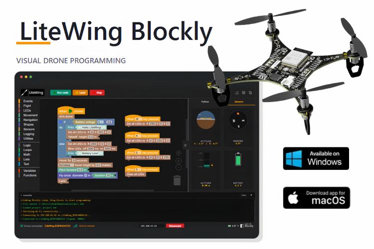 LiteWing Blockly Software Interface with ESP32 Drone