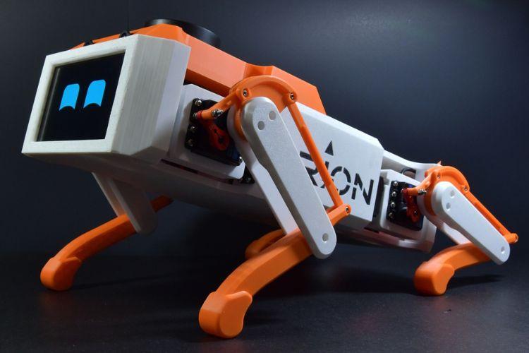 12-DOF Quadruped Robot Dog Walking On Ground
