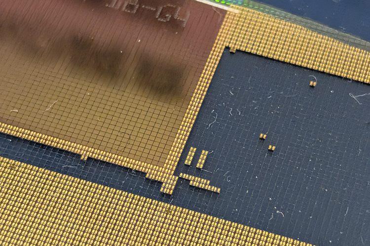 Silicon Wafer Photo Showing Semiconductor Chip Design