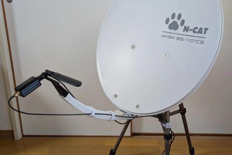ESP32-C5 Board Connected To Satellite Dish Antenna