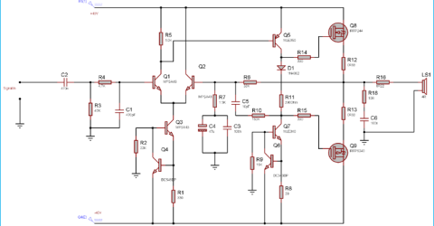 100 Watt Power Amplifier Circuit using MOSFET
