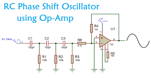 RC Phase Shift Oscillator using Op-Amp
