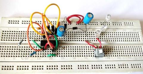  Simple LED Torch Circuit using 4049 IC 