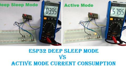 ESP32 Active Mode and Deep Sleep Mode Power Consumption Comparison