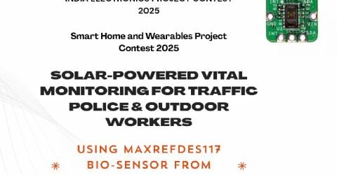 Solar-Powered Vital Monitoring for Traffic Police & Outdoor Workers MAXREFDES117 Bio-Sensor from Analog Devices