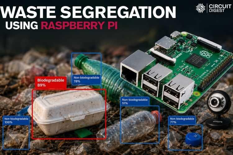 Raspberry Pi Waste Segregation System Using CircuitDigest Cloud