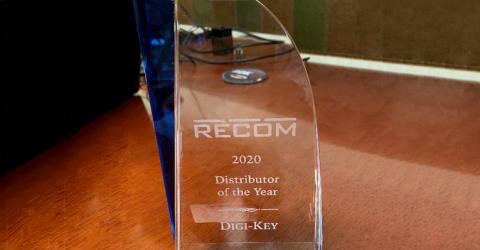 Digi-Key Electronics Recognized with the Distributor of the Year Award 2020