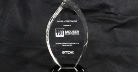 Mouser Electronics Receives Top Sales Growth Award from TDK