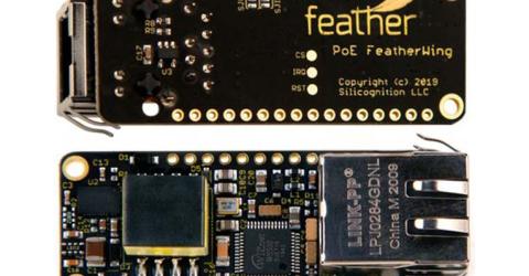 Ethernet FeatherWing with 4 W of PoE power