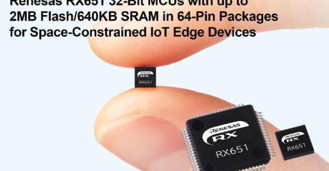 Ultra-Small RX651 32-Bit Microcontrollers for IoT Connectivity Modules and Space-Constrained Edge Devices