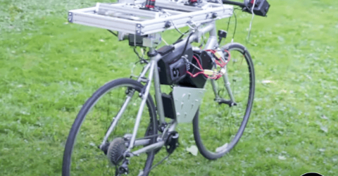 A Self Balancing Bicycle using Gyroscopic Stabilization