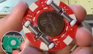 Miniature Robot Poker Chip On Roulette Table