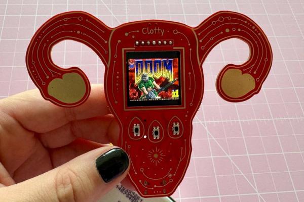 DOOM Gameplay on Clotty Uterus-Shaped RP2040 Board