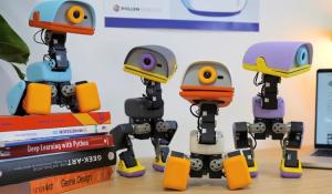 MicroDuck Robot Picking Up Object With Beak