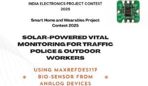 Solar-Powered Vital Monitoring for Traffic Police & Outdoor Workers MAXREFDES117 Bio-Sensor from Analog Devices