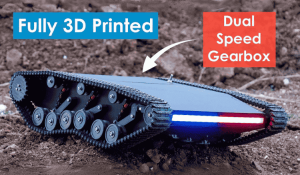 DIY RC Tank with Dual-Speed Gearbox and Suspension for High-Speed and Heavy Duty Maneuvers.