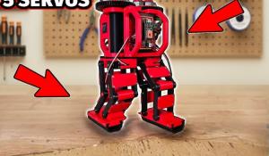 DIY Bipedal Robot Walks and Balances With Just Five Servos