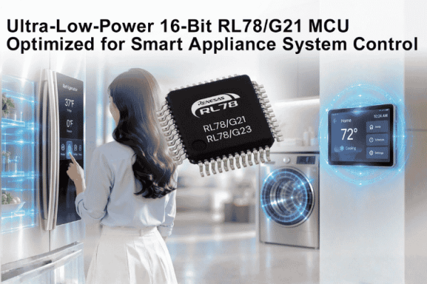 Renesas Expands RL78 Family with Ultra-Low-Power 16-Bit RL78/G21 MCU Optimized for Smart Appliance System Control