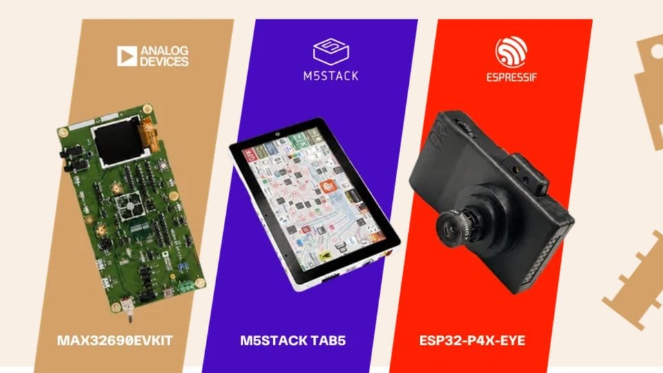 IoT & AI Inference Design Challenge 2026 boards: MAX32690EVKIT, M5Stack Tab5 and ESP32-P4X-EYE