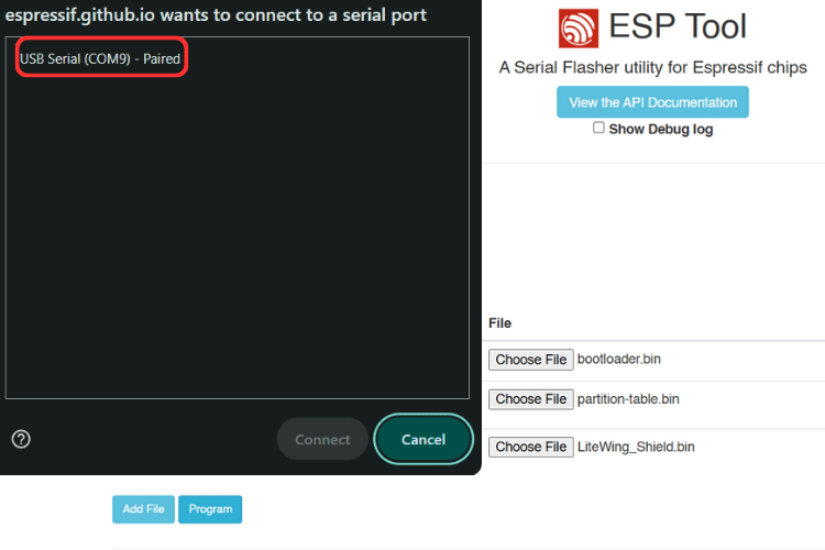esp flash tool for litewing