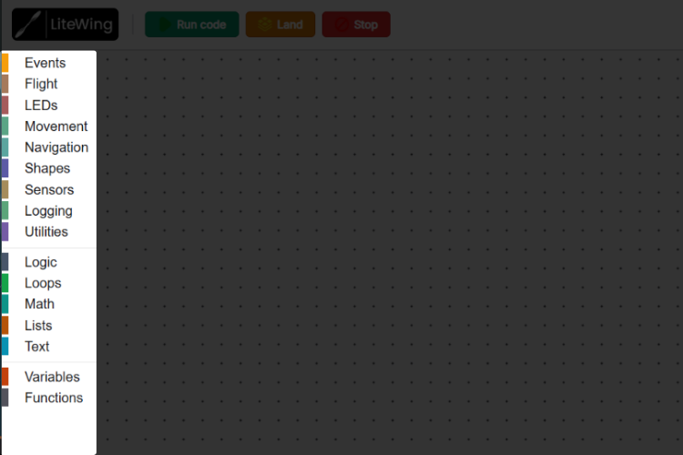 Category Toolbox in LiteWing Blockly