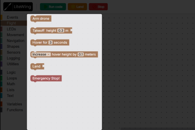 Flyout Toolbox showing individual blocks