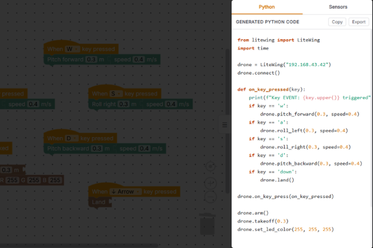 Real-time Generated Python Code Panel