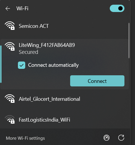 Connecting to LiteWing Wi-Fi Network