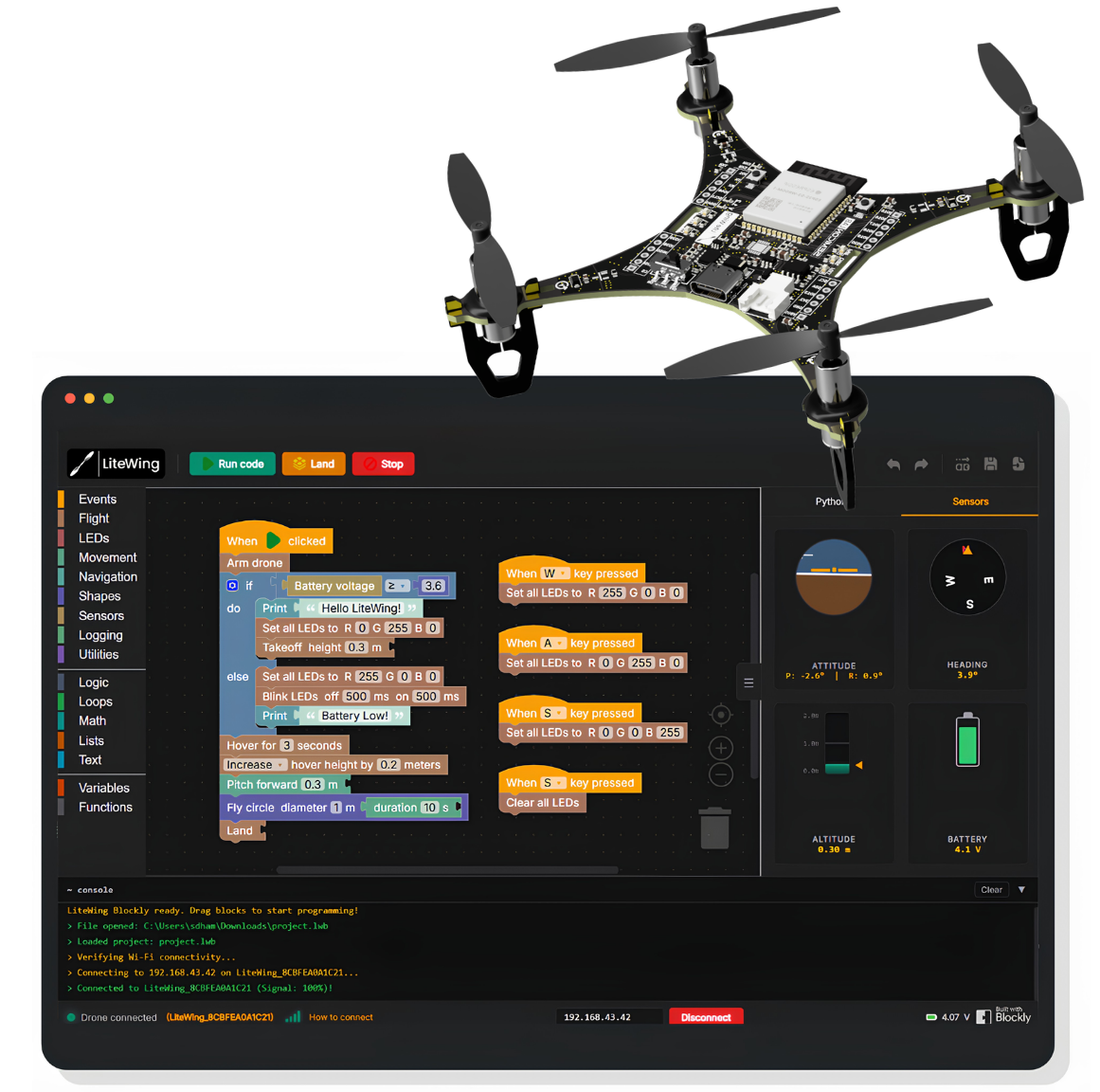 LiteWing Blockly Visual Programming Application